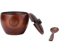 Pot à épices en bois naturel avec couvercle et cuillère