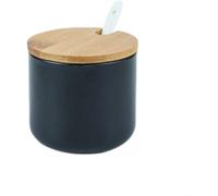 Pot à épices en céramique 260?ml avec couvercle bambou noir