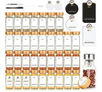 Pot à épices - HOME SAFETY - 35 pièces - Verre 120 ml - Couvercles bambou hermétiques - Porte-épices 11 cm