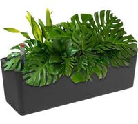 Pot à fleurs rectangulaire à arrosage automatique, avec indicateur de niveau d'eau et système de drainage