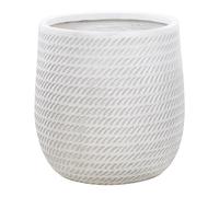 Pot à Fleurs Rond Motif Gaufré en Fibre d'Argile Blanc Cassé 39 cm Livadia