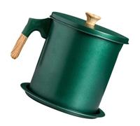 Pot à Huile Filtrant en Acier Inoxydable 1,4 L Poignée | Maille Fine Intégrée, Couvercle et Plateau de Base, Usage la Cuisine, Stockage Propre, Format Pratique