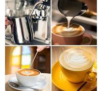 Pot à lait 350 ml – Pot à lait moussant – Acier inoxydable – Pot à lait Barista – Tasse à lait moussant – Avec graduations – Pour espresso, mousseur à lait et latte art