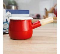 Pot à lait antiadhésif avec poignée en bois, casserole en émail de 550 ml