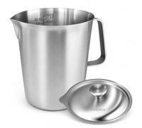 Pot à lait de 1000 ml avec couvercle gradué fin - Verre doseur en acier inoxydable - Pour la maison, la cuisine, le restaurant, le bar, la maison de thé, les cafés, les salles de fête (1000 ml)