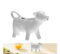 Pot à lait de vache - Bec verseur en céramique blanche de 13,5 cm - récipient en forme d'animal - Râpe à sauce résistante à la chaleur avec poignée facile à saisir - Pot à crème pour café
