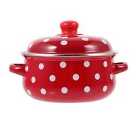 Pot à Lait Émaillé Rouge 1500ml avec Couvercle et Anses Doubles | Fond Plat, Surface Lisse, Chauffe Efficacement, pour Soupes et Œufs sur Cuisinière, Nettoyage Facile