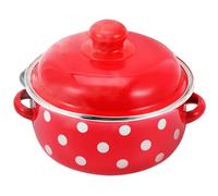 Pot à Lait Émaillé Rouge 1500ml avec Couvercle et Doubles Poignées | Fond Plat Moulé D’une Pièce, Surface Lisse, Préparation de Petites Portions, Café ou Aliments pour Garçon Fille