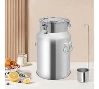 Pot à lait en acier inoxydable de 18 l avec double boucle de verrouillage, fûts de stockage scellés, pichet à lait avec anse de transport, récipient à lait avec couvercle anti-fuite pour lait, vin,