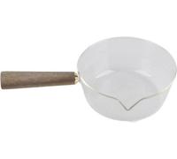 Pot à lait facile à nettoyer, bec verseur en V, verre borosilicaté, manche en bois, cuisine