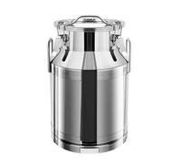 Pot à Lait Inox 30L - Seau Alimentaire Acier Inoxydable 201 avec 3 Verrous Étanche, Bidon à Lait Grande Capacité, Fut Inox Étanche Transport Poignées, Stockage Liquides Solides