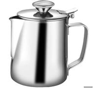 Pot à lait moussant - OKZ - 350 ml - Acier inoxydable - Avec couvercle - Grande capacité