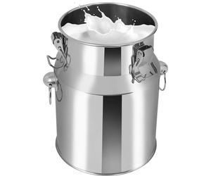Pot à lait - Récipient de conservation - 5 l - Acier inoxydable 201 - Sans soudure - Étanche - Couvercle hermétique avec joint en silicone - 17 × 22 cm - Argent