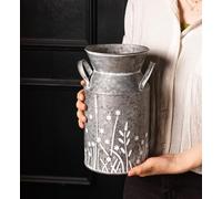 Pot à Lait Vintage en métal galvanisé, Pot à Fleurs Rustique, Vase décoratif pour décoration d'intérieur, 27 cm de Hauteur