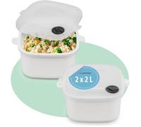 Pot à micro-ondes, set de 2, 2 x 2 litres,Pot à micro-ondes avec couvercle, 2 pcs.