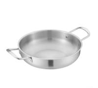 Pot à nouilles à double poignée de style coréen, en acier inoxydable 304, multi-usage, pour bouillir et frire, convient pour les cuisinières à gaz et les brûleurs portables (argenté)