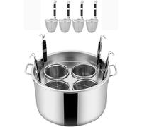Pot À Pâtes En Acier Inoxydable 3/4/5 Trous, Ensemble Séparateur Et Passoire For Une Cuisson Efficace, Idéal For La Cuisine À Domicile Et Le Restaurant(B,4 Holes)