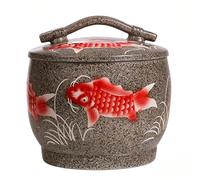 Pot À Riz En Céramique Style Chinois Boîte Alimentaire Hermétique Avec Poignée Cylindrique Conteneur De Grains Déco Plan De Travail Cuisine(B,5kg)