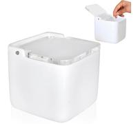 Pot à Sel en Céramique, Boîte à Gros Sel Couvercle Acrylique, Blanc | Salière hermétique 11.2 cm, transparente, aussi pour sucre ou épices, rangement de cuisine