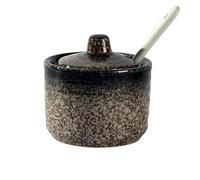 Pot à sel en céramique, Sucrier japonais avec couvercle, mini pot à sucre, pot à épices, for comptoir de bar à café-g-70ML (Color : W, Size : 70ML)