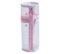 Pot à Stylos Debout en Cylindrique Transparent avec Fermeture Éclair | Trousse À Verticale En Pour Pinceaux Pour Dortoir Salle De Sport Courts Séjours Hôtel Salle De Bain