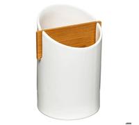 Paris Prix - Pot à ustensiles 2 cases céramique 17 cm Blanc