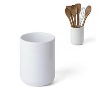 Pot à Ustensiles de Cuisine en Céramique, Grand et Stable, Blanc | Rangement 11x15 cm pour spatules, louches et fouets, porte-couverts au design moderne