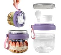 Pot à yaourt - Flocons d'avoine - Petit-déjeuner à emporter - Design multicouche - 650 ml - Violet