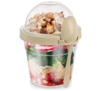 Pot à yaourt Vilde - avec Bol à Muesli - 11,5 x 10,5 x 13,5 cm - Transparent/Béige