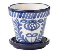 Pot Avec Soucoupe en Céramique Granada 21cm Bleu Cobalt