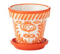 Pot Avec Soucoupe en Céramique Granada 21cm Orange