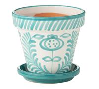 Pot Avec Soucoupe en Céramique Granada 27cm Bleu Aqua