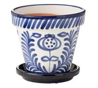 Pot Avec Soucoupe en Céramique Granada 27cm Bleu Cobalt