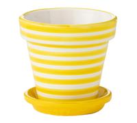 Pot Avec Soucoupe en Céramique Granada Rayure 21cm Jaune