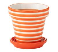 Pot Avec Soucoupe en Céramique Granada Rayure 21cm Orange