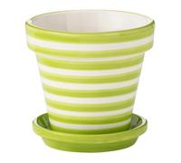 Pot Avec Soucoupe en Céramique Granada Rayure 21cm Vert