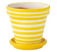 Pot Avec Soucoupe en Céramique Granada Rayure 27cm Jaune