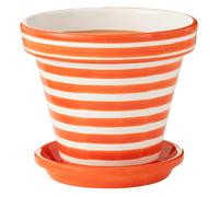 Pot Avec Soucoupe en Céramique Granada Rayure 35cm Orange