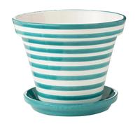 Pot Avec Soucoupe en Céramique Granada Rayure 50cm Bleu Aqua