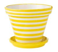 Pot Avec Soucoupe en Céramique Granada Rayure 50cm Jaune