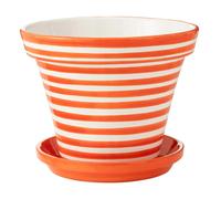 Pot Avec Soucoupe en Céramique Granada Rayure 50cm Orange