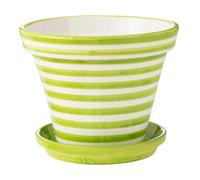 Pot Avec Soucoupe en Céramique Granada Rayure 50cm Vert