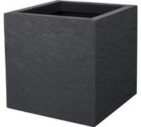 Pot carré 21 L - Décor imitation pierre - Paroi simple - Zone de stockage de l'eau - 295 x 295 x 295 cm - Gris silex, Pot de jardin - Bac à plantes