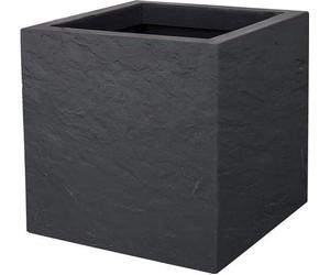 Pot carré 21 L - Décor imitation pierre - Paroi simple - Zone de stockage de l'eau - 295 x 295 x 295 cm - Gris silex, Pot de jardin - Bac à plantes