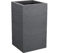 Pot carré avec décor en pierre imitée pour plantes - 36L zone de stockage de l'eau - 29,5 x 29,5 x 49,5 cm - Gris galet