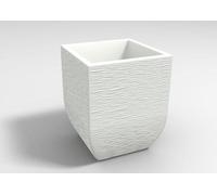 Pot carré de 30 cm de haut, en polyéthylène, rayé blanc à l'intérieur et à l'extérieur