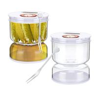 Pot de 800ml 514le avec passoire, distributeur de support à sec 514 le Pot de sablier d'olive Conteneur de concombre Outil de séparation de jus de cuisine White