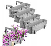 KADAX Pot de fleurs "Castro", pot avec poignées, 60cm, gris clair , 4 pièces
