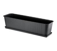 KADAX Pot de balcon avec socle, bac à plantes, jardinière pour balcon avec ouvertures d'eau, bac à fleurs pour roses, lauriers roses, imitation rotin (60 cm, anthracite)