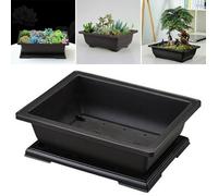Pot de Bonsaï Pot Bonsai Rectangulaire pour Jardins Balcon Extérieur Intérieur 29x21x10.5 cm Noir